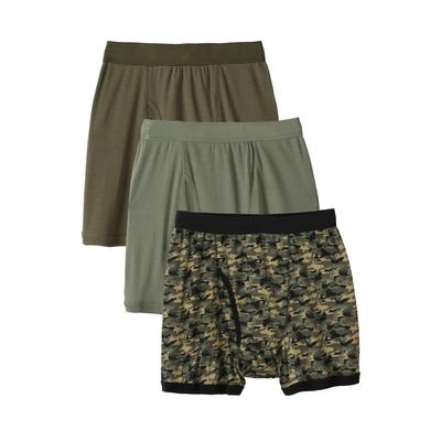 Men's Big & Tall Cotton Boxer Briefs 3-Pack by KingSize in Hunter Camo Pack (Size XL)