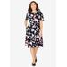 Plus Size Women's Empire Waist Tee Dress by Woman Within in Black Multi Floral (Size 22/24)