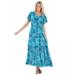 Plus Size Women's Short-Sleeve Crinkle Dress by Woman Within in Waterfall Paisley Patchwork (Size 1X)