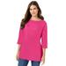 Plus Size Women's Perfect Elbow-Sleeve Boatneck Tee by Woman Within in Raspberry Sorbet (Size 5X) Shirt