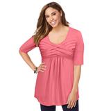Plus Size Women's Pleated Tunic by Jessica London in Tea Rose (Size 12) Long Shirt