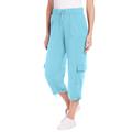 Plus Size Women's Pull-On Knit Cargo Capri by Woman Within in Seamist Blue (Size 1X)