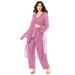 Plus Size Women's Three-Piece Beaded Pant Suit by Roaman's in Mauve Orchid (Size 18 W) Sheer Jacket Formal Evening Wear