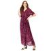 Plus Size Women's Wrap Maxi Dress by Roaman's in Black Tie Dye Texture (Size 26/28)