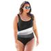 Plus Size Women's Colorblock One-Piece by Swim 365 in Black White Anchor (Size 32) Swimsuit