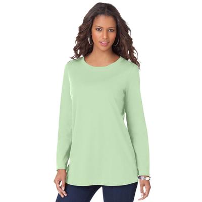 Plus Size Women's Long-Sleeve Crewneck Ultimate Tee by Roaman's in Green Mint (Size L) Shirt