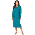 Plus Size Women's Two-Piece Skirt Suit with Shawl-Collar Jacket by Roaman's in Deep Turquoise (Size 40 W)