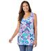 Plus Size Women's High-Low Tank by Woman Within in White Multi Batik (Size 5X) Top