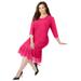 Plus Size Women's Shirred Lace Flounce Dress by Catherines in Pink Burst (Size 4X)