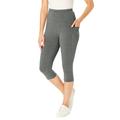 Plus Size Women's Pocket Capri Legging by Woman Within in Medium Heather Grey (Size S)