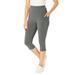 Plus Size Women's Pocket Capri Legging by Woman Within in Medium Heather Grey (Size S)