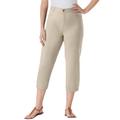 Plus Size Women's Perfect 5-Pocket Relaxed Capri With Back Elastic by Woman Within in Natural Khaki (Size 40 W)