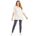 Plus Size Women's Elbow Sleeve V-Neck Fit and Flare Tunic by Woman Within in White (Size 2X)