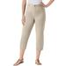 Plus Size Women's Perfect 5-Pocket Relaxed Capri With Back Elastic by Woman Within in Natural Khaki (Size 20 W)