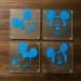 Disney Accents | Disney Mickey Mouse Expressions Set Of 4 Square Glass Coasters | Color: Blue | Size: Os