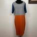 Lularoe Dresses | Lularoe Julia Multicolor Block Dress | Color: Blue/Gray/Orange | Size: 2x