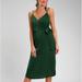 Anthropologie Dresses | J.O.A - Lulus’ Fall In Love Forest Green Satin Midi Wrap Dress | Color: Green | Size: M