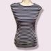 Michael Kors Tops | Michael Kors Women's Striped Blue Gray Zip Shoulder Short Sleeve Top Small | Color: Blue/Gray | Size: S