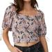 Free People Tops | Free People Women’s Smocked Puff Sleeve Crop Top. Nwt. Size Xs. | Color: Black/Pink | Size: Xs