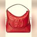 Gucci Bags | Gucci Red Leather Embossed Apollo Logo Hobo Shoulder/Tote Bag With Gold Chainnwt | Color: Red | Size: Os