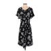 Rebecca Taylor Casual Dress - Wrap: Black Print Dresses - Women's Size 0