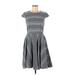 TL The Letter Casual Dress - A-Line: Gray Stripes Dresses - Women's Size Medium