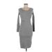 H&M Casual Dress - Midi Crew Neck Long Sleeve: Gray Solid Dresses - Women's Size Medium