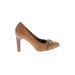 Via Spiga Heels: Pumps Chunky Heel Boho Chic Brown Solid Shoes - Women's Size 5 1/2 - Round Toe