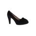 BETTY JACKSON Heels: Slip On Chunky Heel Work Black Print Shoes - Women's Size 7 - Almond Toe