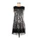 Romeo & Juliet Couture Cocktail Dress: Silver Graphic Dresses - Women's Size Small