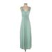 New Directions Casual Dress - Maxi: Green Stripes Dresses - Women's Size Small