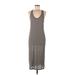 T by Alexander Wang Casual Dress - Midi Scoop Neck Sleeveless: Gray Solid Dresses - Women's Size Medium