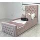 NEW Aiyla Kids Plush Velvet Fabric Bedframe Single/Small Double Kids Bed Handmade