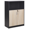 Büroschrank Helles Holz / Schwarz 117 x 80 x 40 cm Abschließbar mit Schlüssel Offenes Fach Aktenschrank Schrank für Wohnzimmer Büro Homeoffice