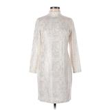 Bar III Casual Dress - Sweater Dress Turtleneck Long Sleeve: White Tweed Dresses - Women's Size Medium