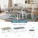 White+Gray 6 Piece Dining Table Set Wood Dining Table and chair Kitchen Table
