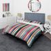 Designart "Pink And Blue Nostalgia Striped Pattern II" Blue Modern Bed Cover Set With 2 Shams