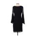 White House Black Market Cocktail Dress - Sheath High Neck 3/4 sleeves: Black Print Dresses - Women's Size 6