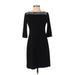 Donna Morgan Casual Dress - Party Crew Neck 3/4 sleeves: Black Solid Dresses - Women's Size 2