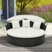 Gymax Patio Round Daybed Wicker Daybed w/ Retractable Canopy Separated