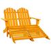 vidaXL 2-Seater Patio Adirondack Chair&Ottoman Fir Wood - 47" x 58.1" x 35.2"