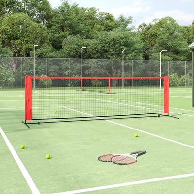 vidaXL Portable Tennis Net Pickleball Volleyball Net Black and Red Polyester