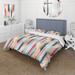 Designart "Retro Pastel Stripes And Swirl Pattern" Coral Modern Bed Cover Set With 2 Shams