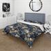 Designart "Cobalt Blue Gilded Victorian Pattern" Blue Cottage Bed Cover Set With 2 Shams