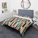 Designart "Urban Chic Striped Pattern I" Blue Modern Bedding Cover Set With 2 Shams