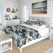 Designart "Blue And White Vintage Storm Waves" White Abstract Bedding Cover Set With 2 Shams