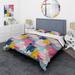 Designart "Watercolor Paint Overlap Blue And Pink Stripes II" Blue Modern Bedding Cover Set With 2 Shams