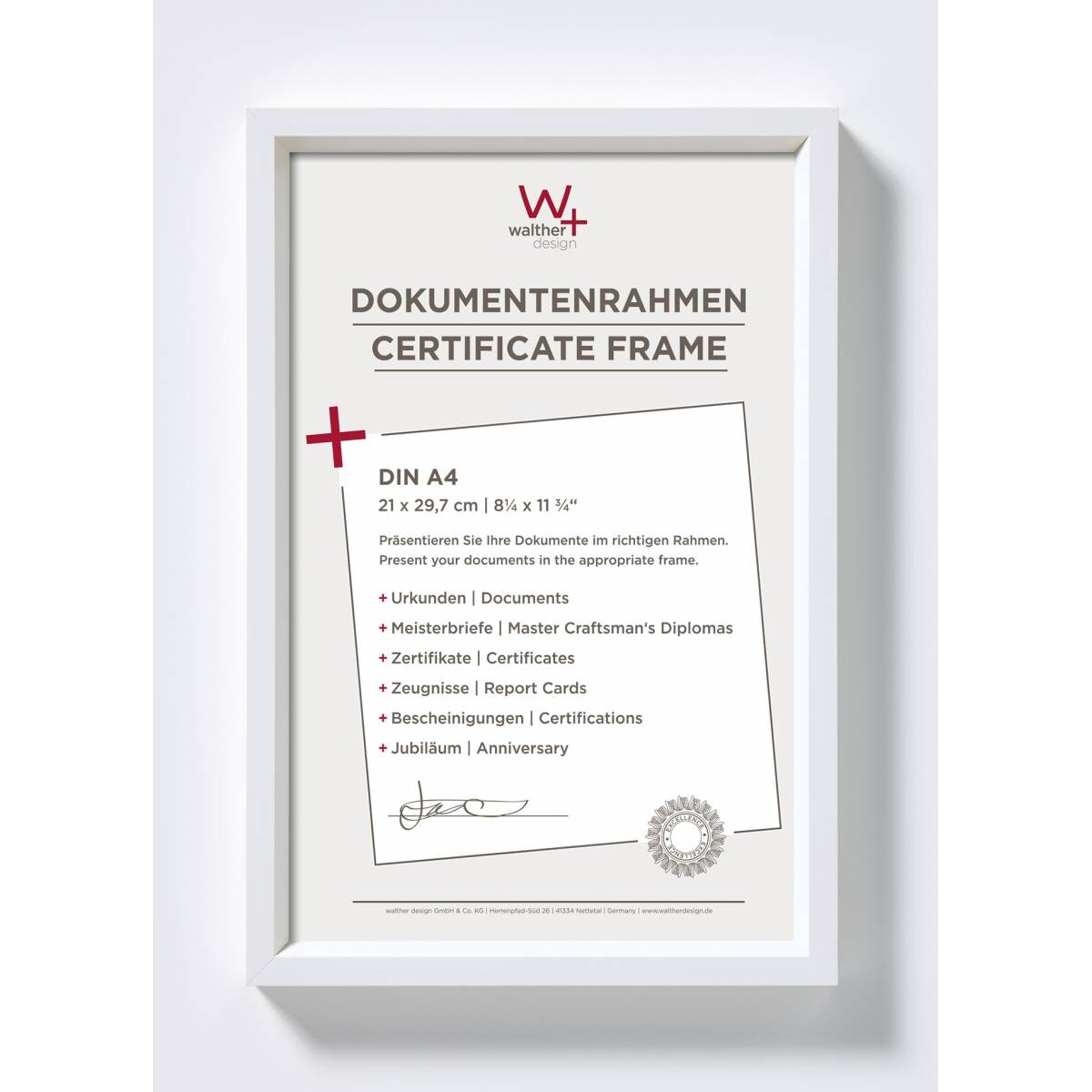 walther + design ES130W,Steel Style Kst.Rahmen 021X29,7 WEISS Image