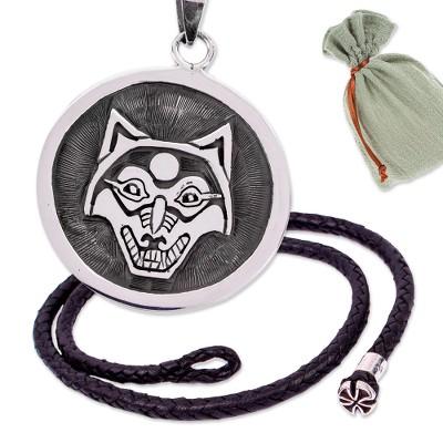 Wolf Knight,'Wolf-Themed Sterling Silver and Leather Curated Gift Set'