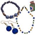 '3-Item Jewelry Gift Set Made from Recycled Materials in Blue'